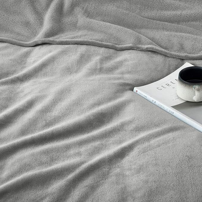 IR Imperial Rooms Fleece Blanket Twin Size 60 x 80 Inches - Super Soft Fluffy Light Grey Throw Blanket for Sofa and Bed - Warm and Cozy Lightweight 400 GSM Microfiber Bed Throws Blankets