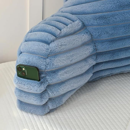 Yaoshuho Large Reading Pillow for Adults, Back Support Pillow for Sitting Up in Bed with Arms, Couch for Lounging Bedrest, Dusty Blue