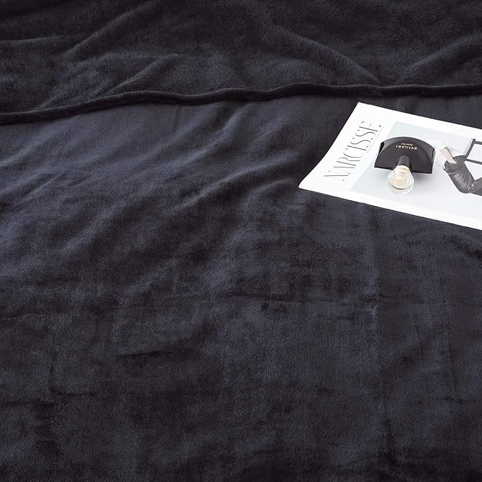 IR Imperial Rooms Fleece Blankets Queen Size 90 x 90 Inches - Super Soft Fluffy Black Throw Blanket for Sofa and Bed - Warm and Cozy Lightweight 400 GSM Microfiber Bed Throws Blankets