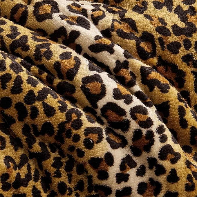 Petrichor Leopard Velvet Flannel Twin Comforter Set-Cheetah Print Western Blanket,Luxury Fuzzy Heavy Bedding Set, 2 Pieces Plush Winter Bed Set with Comforter (68"x88") & 1 Pillow Shams (20"x26")