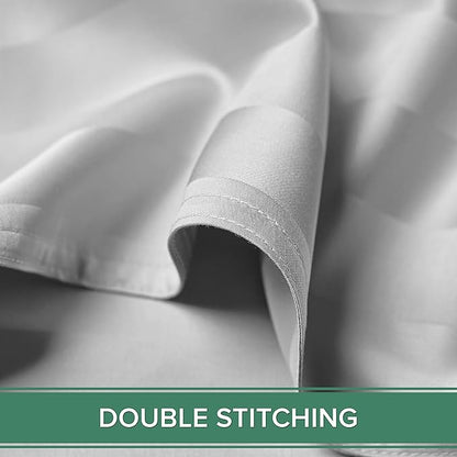 Pure Bamboo Split King Sheets, Genuine 100% Organic Viscose Derived from Bamboo Bed Sheet Set, Soft & Cooling, Double Stitching, 2 Fitted Sheets (Split King, Jacquard White)