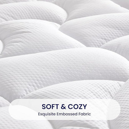 Sleep Zone Waterproof Pillow Top Mattress Topper King Size, Extra Firm and Fluffy for Hip Pain,Deep Pocket and Washable (White, King)