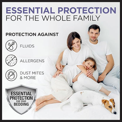 Protect-A-Bed Essential Mattress Pad King, 100% Waterproof, Dust Mite Barrier Mattress Pad, Breathable & Quiet, Antimicrobial, Fits 11"-18" Mattresses