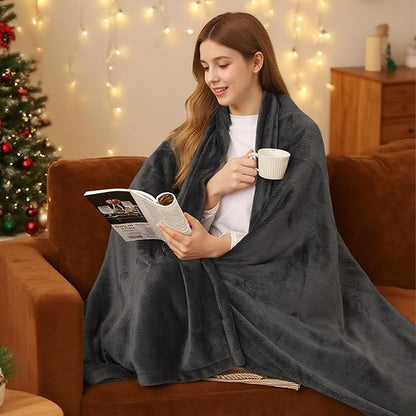 Electric Heated Blanket 62"x84" Twin Size - 4 Heat Levels, 10H Auto Shut Off, Ultra-Soft Flannel Fleece Heated Blanket with Overheat Protection, Machine Washable - Dark Grey
