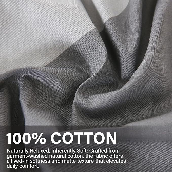 Yellow and Grey Duvet Cover Set King Size, 100% Natural Cotton Geometric Duvet Cover 3 Piece Soft Breathable Bedding Set for All Seasons