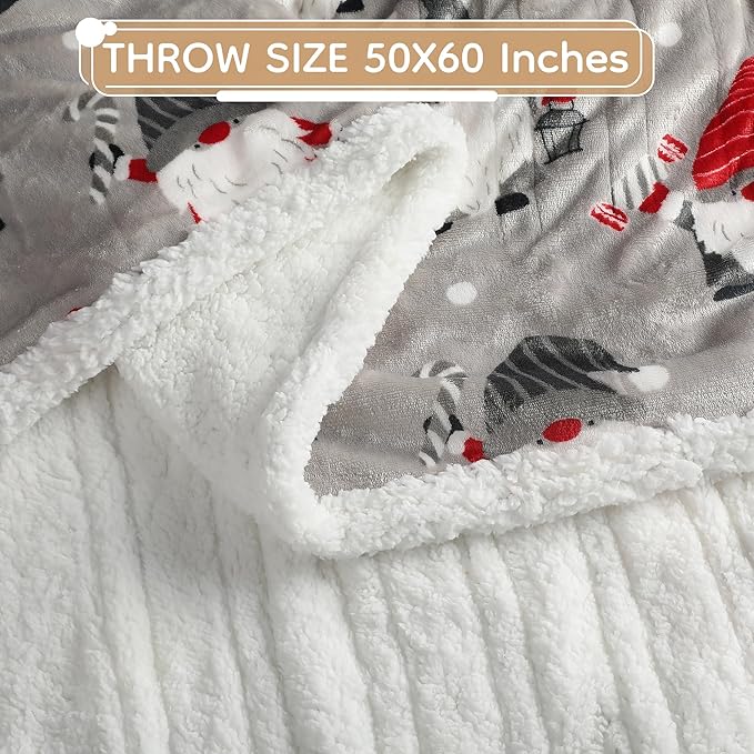 Electric Heated Blanket Throw Size - 50"x60", Soft Flannel Heating Blanket, 4 Heating Levels, 3 H Auto Shut Off, Breathable Warm and Washable for Sofa, Santa Claus for Christmas