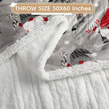Electric Heated Blanket Throw Size - 50"x60", Soft Flannel Heating Blanket, 4 Heating Levels, 3 H Auto Shut Off, Breathable Warm and Washable for Sofa, Santa Claus for Christmas