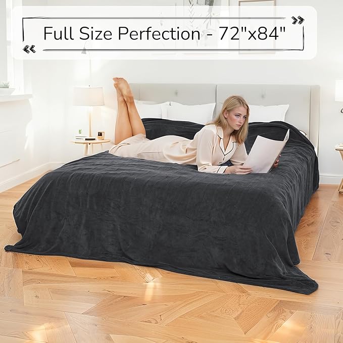 Electric Heated Blanket 72"x84" Full Size - Dual-Sided with Microplush & Sherpa Fabric, 4 Heat Settings & 10 Hours Auto Off, Machine Washable - Iron Gray