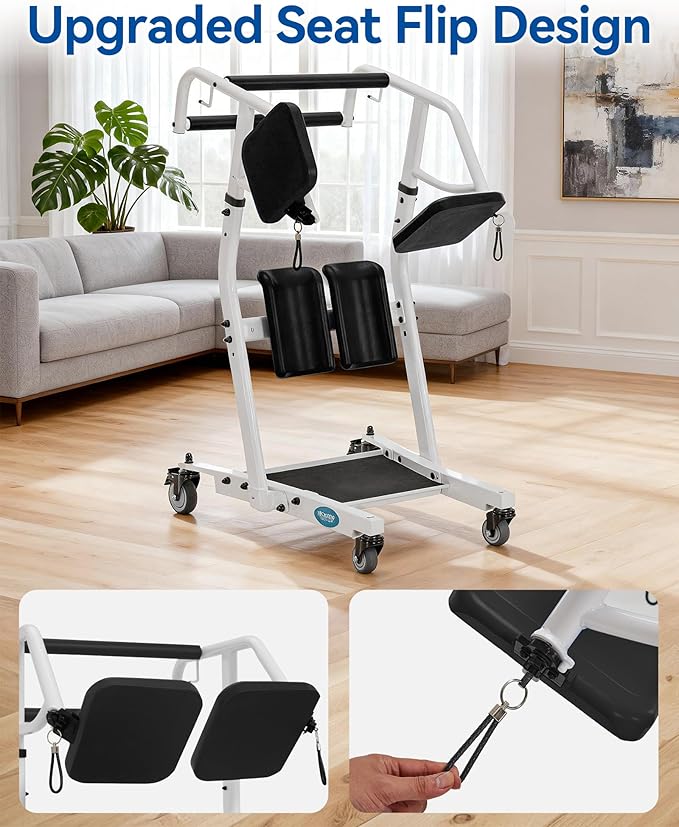 MCombo Stand Assist Patient Lift with Transfer Belt, Patient Transport Unit for Home Care and Elderly Use, 400lbs Capacity, STA446 (Black)