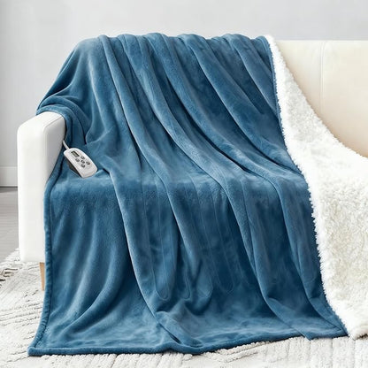Heated Blanket Electric Blanket Queen Size 84"x90" Fast Heating Electric Blanket with Dual Control 10 Heat Levels & 10 Hours Auto-Off Overheat Protection Cozy Soft Flannel Heated Throw Blanket