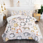Kids Cute Cat Comforter Set Twin Size 3Pcs Cartoon Pet Cat Fishing Bedding Set Lovely Animal Quilt Bed Set for Children Girls Boys Room Decor
