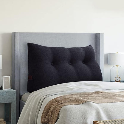 Wedge Pillows Headboard Reading Pillow Backrest Pillows for Sitting Up in Bed Rest Large Triangle Bolster Cushion Cotton Linen Daybed Pillow Lumbar Support Leg Positioning（Darkgray, Twin）