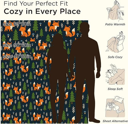 Fox Blanket Gifts for Boys Girls Kids, Cute Woodland Animal Warm Soft Flannel Throw Blankets for Travel, Sofa, Living Room, Bedroom Decor, 50x60 in