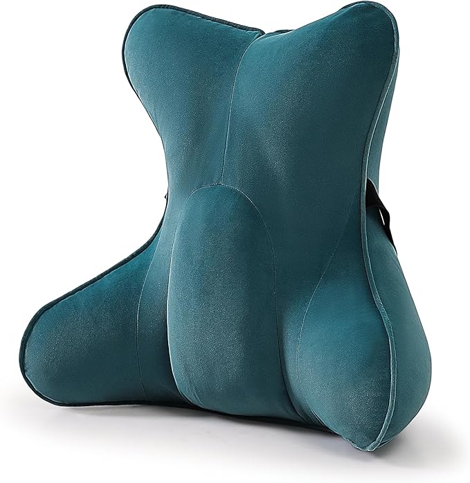 Lumbar Support Pillow – Multi-Functional Ergonomic Back Cushion for Office Chair, Car Seat & Sofa, Reading Pillow with Firm Multi-Zone Support to Relieve Lower Back Pain,Slate Blue