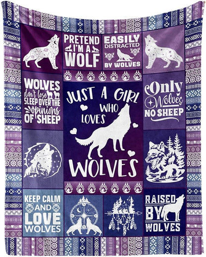 Wolf Blanket for Boys Girls, Cool Wolf Themed Design Printed Throw Blankets for Kids Lap, Chair, Warm Soft Cozy Blanket, 30"x 40"