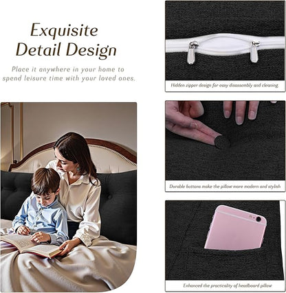 Headboard Wedge Pillow - Triangular Headboard Pillow Bed Rest Wedge Pillow for Sitting in Bed - Backrest Positioning Support Reading Pillow Daybed Pillows with Removable Cover