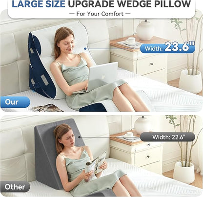 BDEUS 4pcs Orthopedic Bed Wedge Pillow Set for Sleeping, Memory Foam for Sleeping,Breathable Triangle Pillow Wedge, Post Surgery Memory Foam for Back, Leg Pain Relief, Sitting