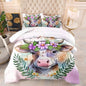 CVHOUSE Kawaii Cow Comforter Set Twin Size,Cute Pink Cow Bedding Set for Girls Kids,Kawaii Cow Quilt Set Pink Cow Duvet Set Girl's Bedroom Decor 3 Pieces