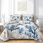 QOOMO Coastal Quilt Set Full/Queen Size,Starfish Coral Nautical Bedspread Coverlet Set,Ocean 3Pcs Bedding Set Printed Quilt with 2 Pillowcases,Soft and Lightweight,for All Seasons