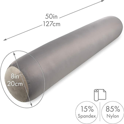 Straight Body Pillow, Full Size Premium Microbead,Side Sleeping/Maternity Pregnant Women, Supportive,Fluffy, Breathable, Cooling, 85/15 Spandex/Nylon Silky Feel Anti-Aging - 48 X 8 - Stone Grey