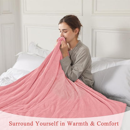 Heated Blanket Full Size, Super Soft Cozy Upgraded Flannel Heating Blanket with 6 Heating Levels & 1-10 Hours Auto Off, Fast Heating & & ETL & FCC Certification, 72" x 84", Light Pink