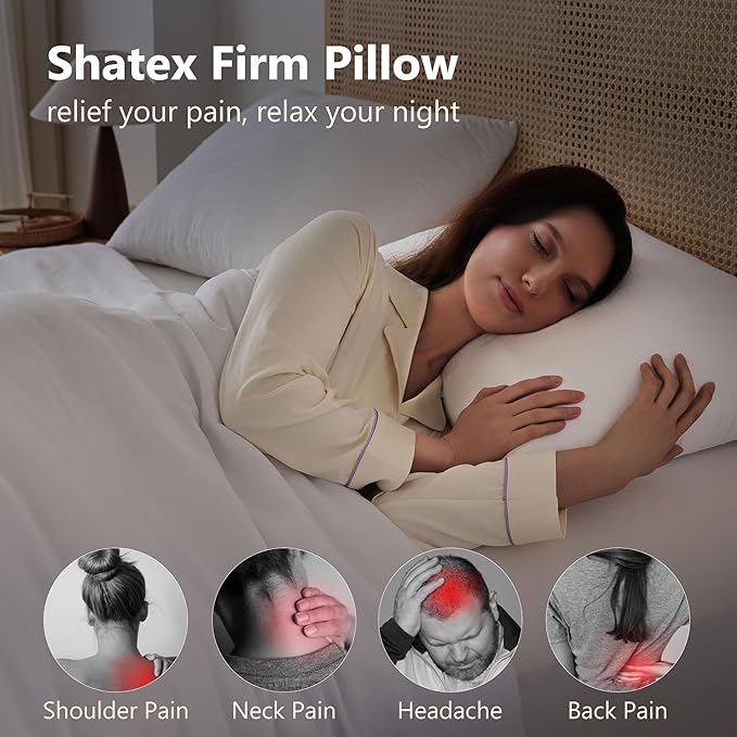Shatex Medium Firm Pillow, King Size 34 x 20 inch, Adjustable Pillow for Neck Pain Relief, Provide Strong Support for Stomach & Side Sleepers