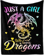 Dragon Blanket for Boys Girls, Cute Dragon Themed Design Printed Throw Blankets for Kids Lap, Chair Sofa, Warm Soft Cozy Blanket, 40"x 50"