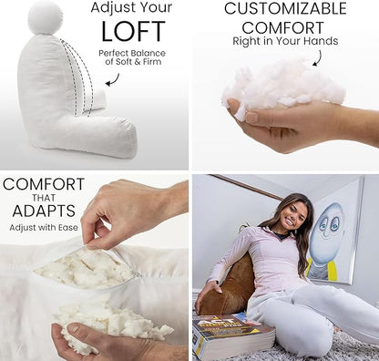 Husband Pillow Chocolate, Original Reading Pillow in Bed Rest Chair, Shredded Memory Foam Large Lounge Cushion Adult Backrest with Arms, Comfy Back Support for Sit Sitting Up, Wash/Removable Cover