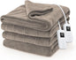 Sunbeam Electric Royal Luxe Microplush Heated Blanket, 12 Heat Settings, 12-Hour Auto Shut-Off, Fast Heating, Warm & Cozy, Machine Washable, Mushroom Color, Queen (90" x 84")