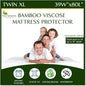 Four Seasons Essentials Twin Extra Long (XL) Size Waterproof Mattress Protector - Cooling Viscose derived from Bamboo Fitted Sheet Mattress Cover - Quilted Jacquard Pad Protects from Dust Allergens