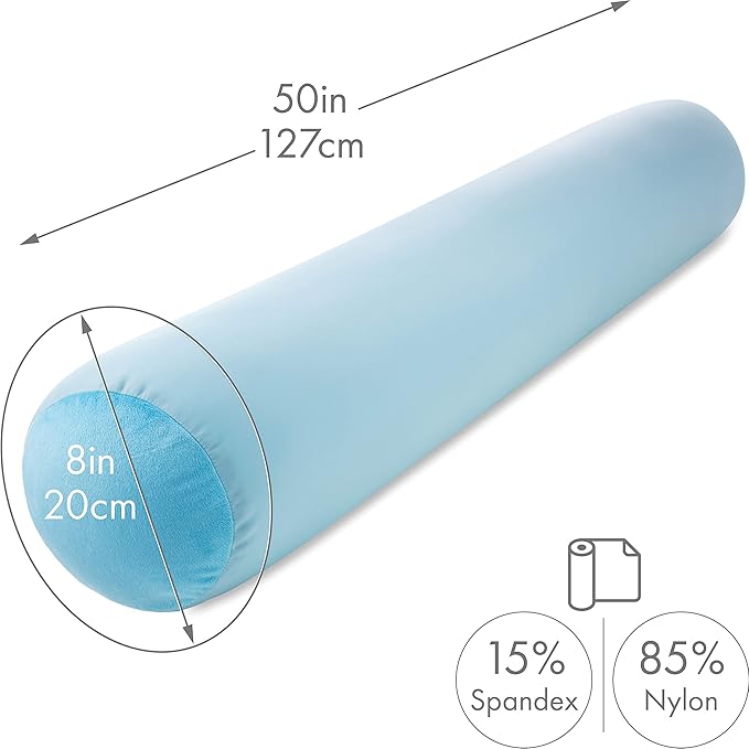 Case Only - Body Pillow Cover Stylish Silky Super Soft - 85% Spandex/ 15% Nylon Blend, Beauty - Breathable Pillowcase - Gentle on Hair Size 48 X 8, Sweet Baby Blue