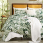 Green Floral Duvet Cover King 100% Cotton Decorative Emerald Duvet Cover 3 Pcs Set Dark Green Botanical Duvet Cover with Zipper Ties 2 Pillowcases Tropical Floral Bedding