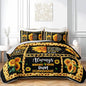 AILONEN Girls Sunflower Quilt Set Twin Size, 3Pcs Black Yellow Flower Bed Cover Bedding Set for Kids and Adults, Lightweight Bedspread Coverlet with 2 Pillowcases All Season