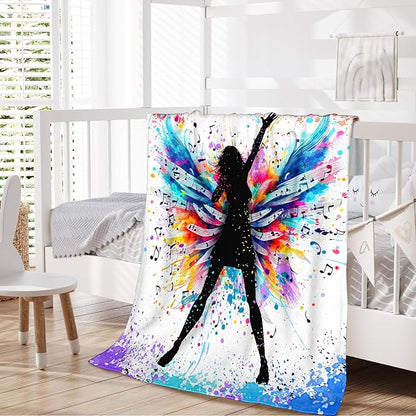 Music Blanket for Girls Women, Singer Throw Blanket Gifts for Music Lovers Kids Teens Adults, 40x50 Inches Cute Soft Fuzzy Flannel Music Themed Blanket Decor for Couch Sofa Bed