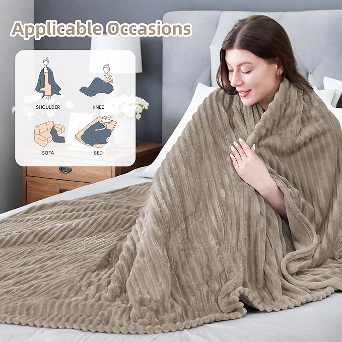 Electric Blanket 84"x90" Queen Size Heated Blanket with 10 Heat Settings & 1-12 Hours Auto-Off,Reversible Cozy Silky Flannel Fabric Warm Blanket Large Size for Full Body - Camel