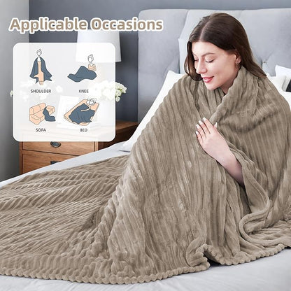 Electric Blanket 84"x90" Queen Size Heated Blanket with 10 Heat Settings & 1-12 Hours Auto-Off,Reversible Cozy Silky Flannel Fabric Warm Blanket Large Size for Full Body - Camel