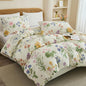 100% Cotton Duvet Cover Queen Size – Botanical Garden Print, Green Floral Duvet Cover Set with Zipper Closure, 3-Piece Soft Breathable Natural Cotton Bedding Set for All Seasons