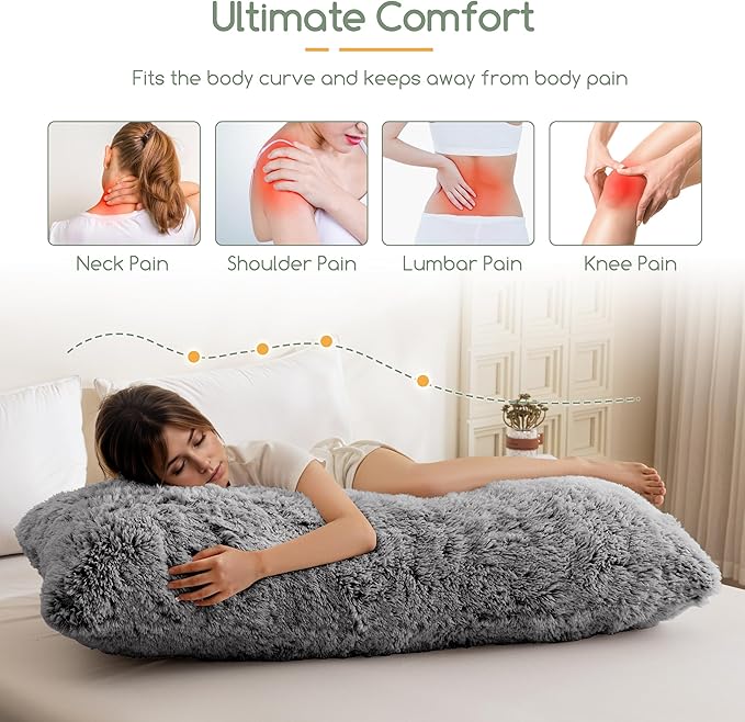 HIGOGOGO Body Pillow for Adults Extra Long Full Body Pillow with Removable Cover and Memory Foam Filling, for Side Sleepers and Pregnancy, Soft Support Pillow, Machine Washable (20x54 Inch)