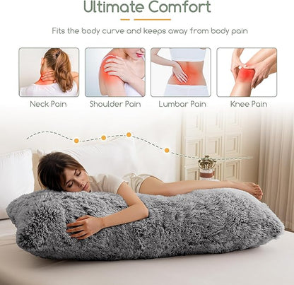 HIGOGOGO Body Pillow for Adults Extra Long Full Body Pillow with Removable Cover and Memory Foam Filling, for Side Sleepers and Pregnancy, Soft Support Pillow, Machine Washable (20x54 Inch)