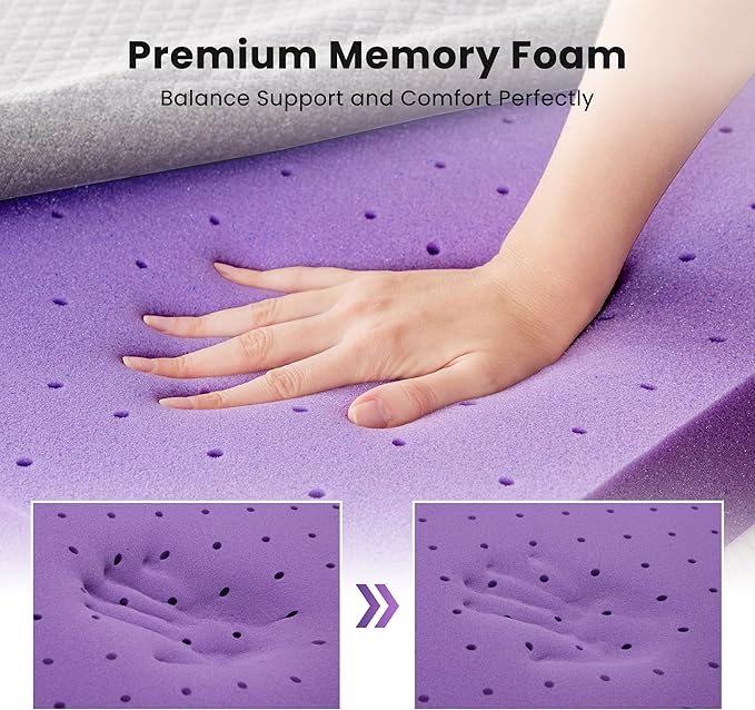 SINWEEK 3 Inch Gel Memory Foam Mattress Topper Twin Size, Pad for Back Pain, Bed Topper with Removable Soft Cover, CertiPUR-US Certified…,Grey