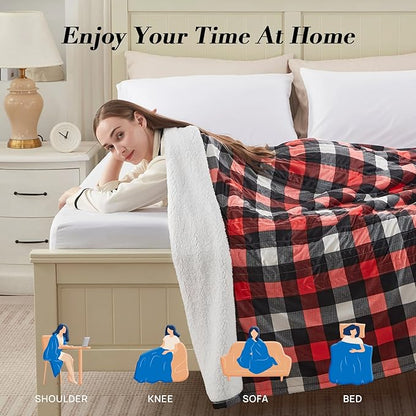 Westinghouse King Size Heated Blanket, Soft Flannel to Sherpa Electric Blanket with Dual Control 10 Heating Levels & 1 to 12 Hours Auto Off, Fast Heating, Machine Washable, 100 * 90 Inch, Red