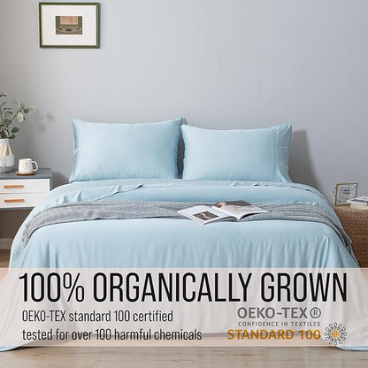 Bella Coterie Luxury Bamboo Viscose Twin XL Size Sheet Set | 100% Organically Grown | Ultra Soft | Cooling for Hot Sleepers | 18" Deep Pocket [Coastal Blue]