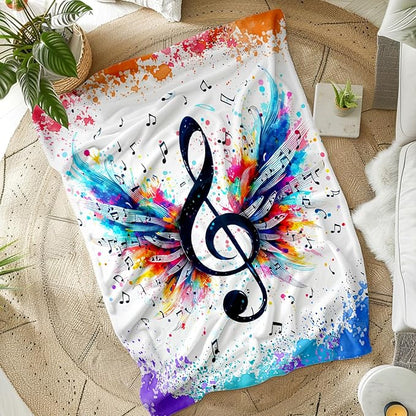 Music Blanket for Kids Teens Adults, 60x80 Inches Music Note Throw Blanket Gifts for Music Lovers Boys Girls, Soft Fuzzy Flannel Blanket Music Decor for Bed Couch Sofa Home