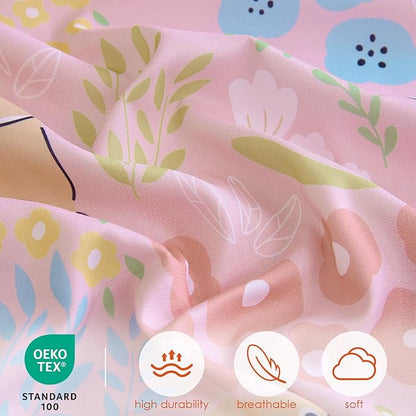 Twin Comforter Set for Kids, Boys, Girls, 4 Pieces Bed-in-a-Bag Bedding Set, All Season Ultra Soft Sheets Set with Comforter, Cute Rabbit