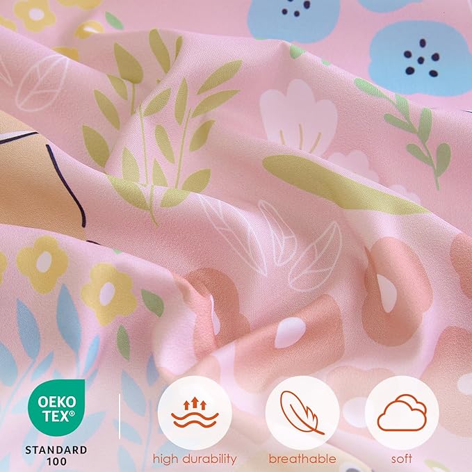 Toddler Comforter Set for Kids, Boys, Girls, 4 Pieces Bed-in-a-Bag Bedding Set, All Season Ultra Soft Sheets Set with Comforter, Cute Rabbit