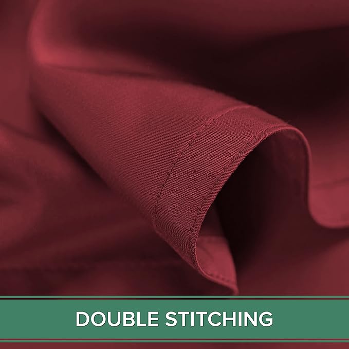 Pure Bamboo Queen Sheets, Genuine 100% Organic Viscose Derived from Bamboo Bed Sheet Set, Luxuriously Soft & Cooling, Double Stitching, 2 Year Quality Promise (Queen, Merlot)