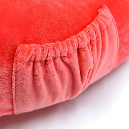 Super Soft Velvety Backrest Reading Bed Rest Pillow with Arms and Pockets 18" H for Sitting in Bed Couch Sofa, Back Support Wedge Cushion with Removable Cover, 20" x 18" x17", Bright Pink