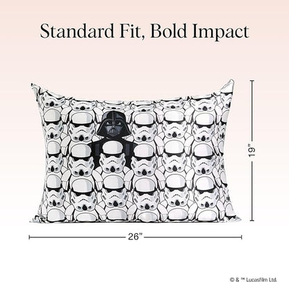 Star Wars x Kitsch Satin Pillowcase with Zipper for Hair & Skin, Softer Than Silk Pillow Cases Queen Standard Size, Wrinkle-Free Smooth & Cooling Satin Pillow Cover, 19x26 - Darth Vader Stormtroopers