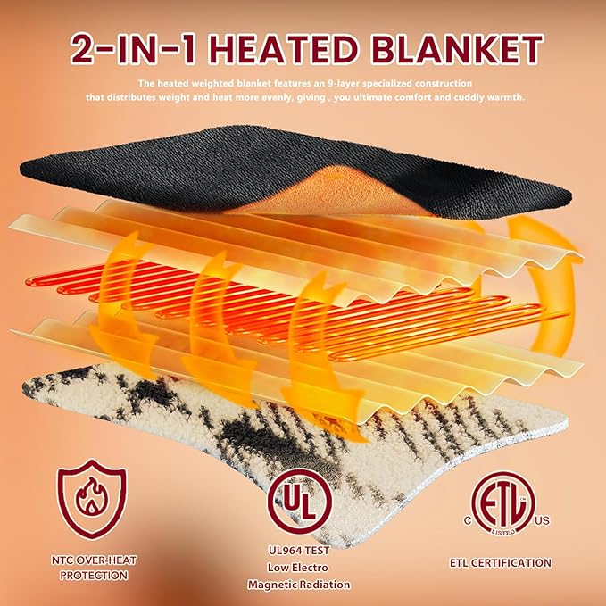 Heated Electric Blanket King Size - 100"x90" Flannel Heating Blanket with 10 Heating Levels & 5 Time Settings Over-Heat Protection, Winter Warmer for Adults with ETL Certification（Black）