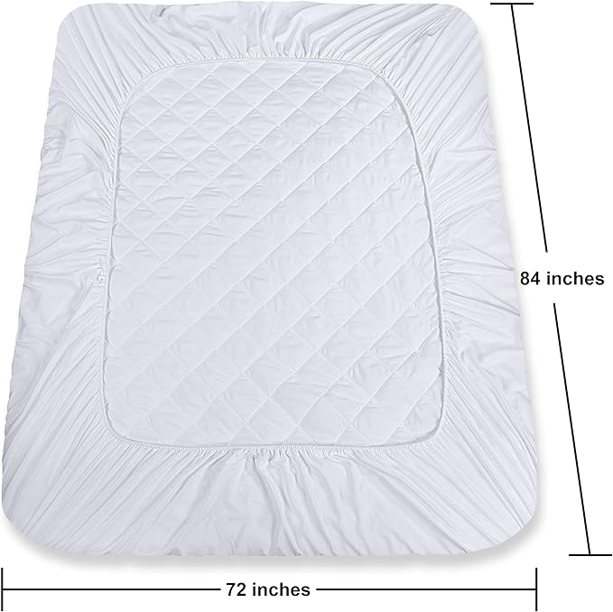 Utopia Bedding Quilted Fitted Mattress Pad, California King Size, Elastic Fitted Mattress Topper Protector and Cover with Deep Pocket Stretches up to 16 Inches, Machine Washable (White)